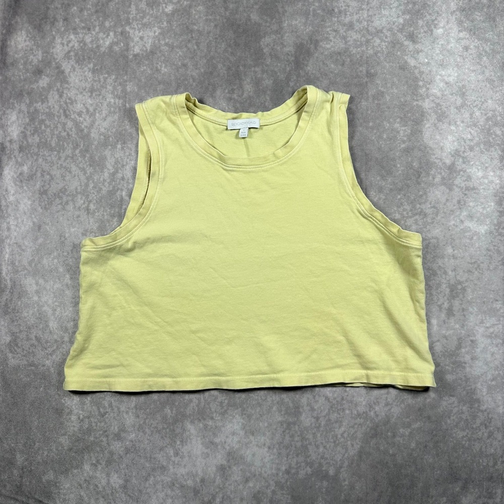 Beyond Yoga Yellow Ribbed Muscle Tank Crop Top S USA Made‎ Loose Fit Athleisure